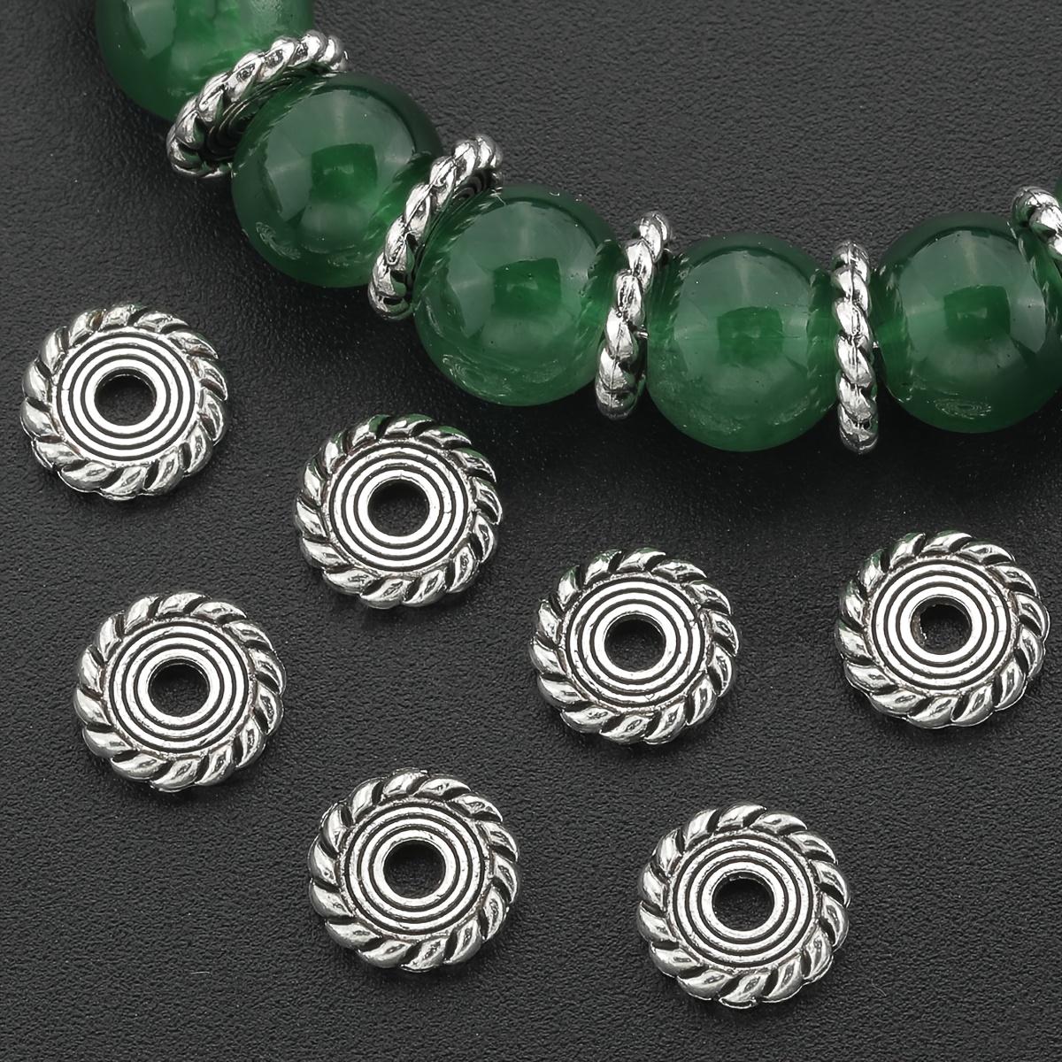 50pcs Spiral Pattern Alloy Spacer Beads for DIY Jewellery